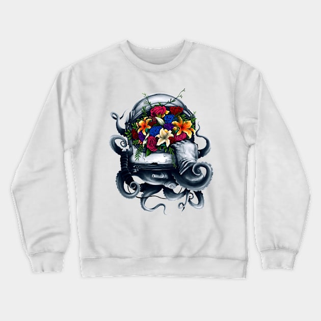 Space Bloom Crewneck Sweatshirt by opawapo